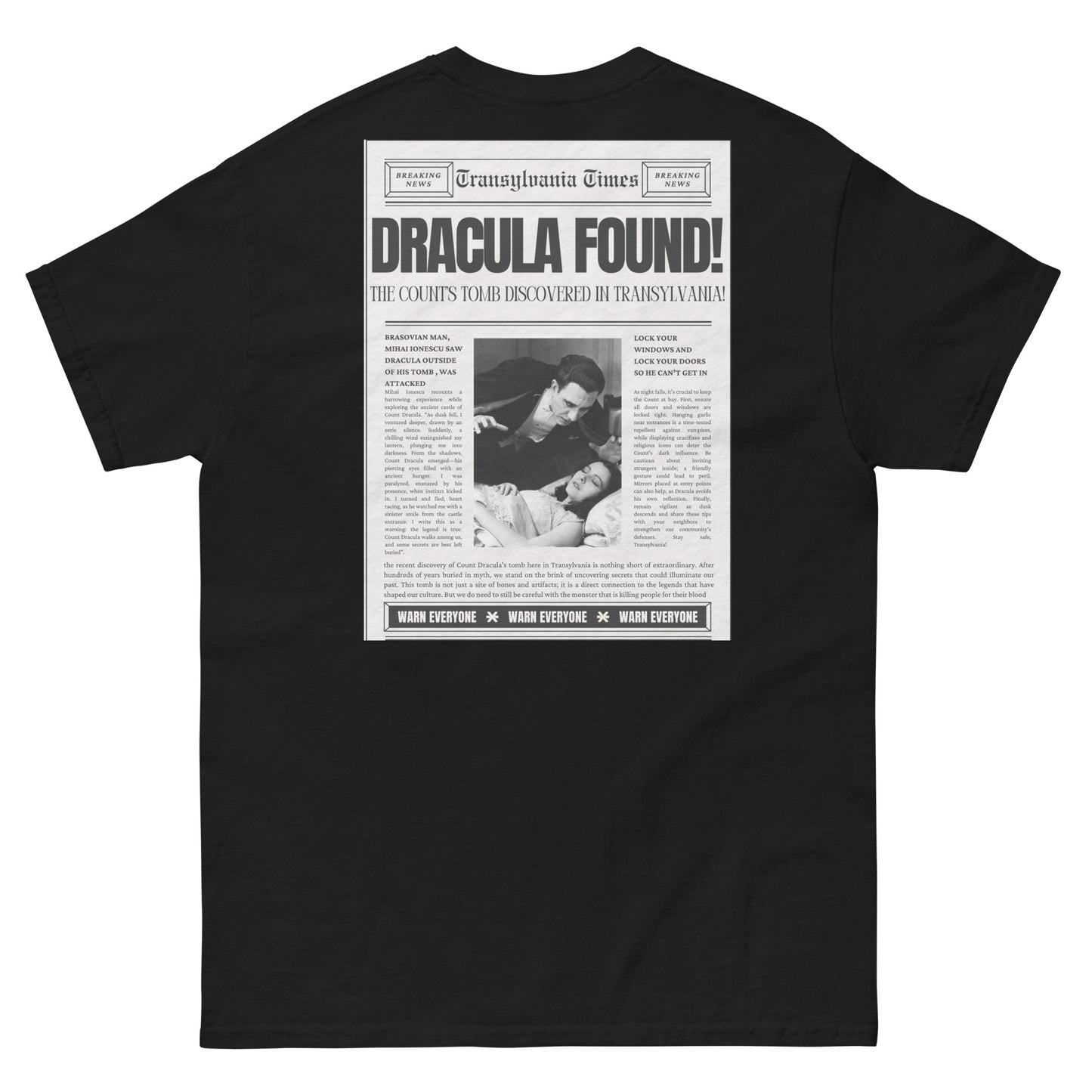 Dracula Newspaper back design