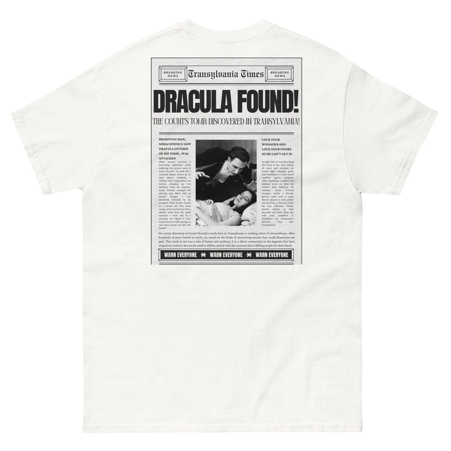 Dracula Newspaper back design