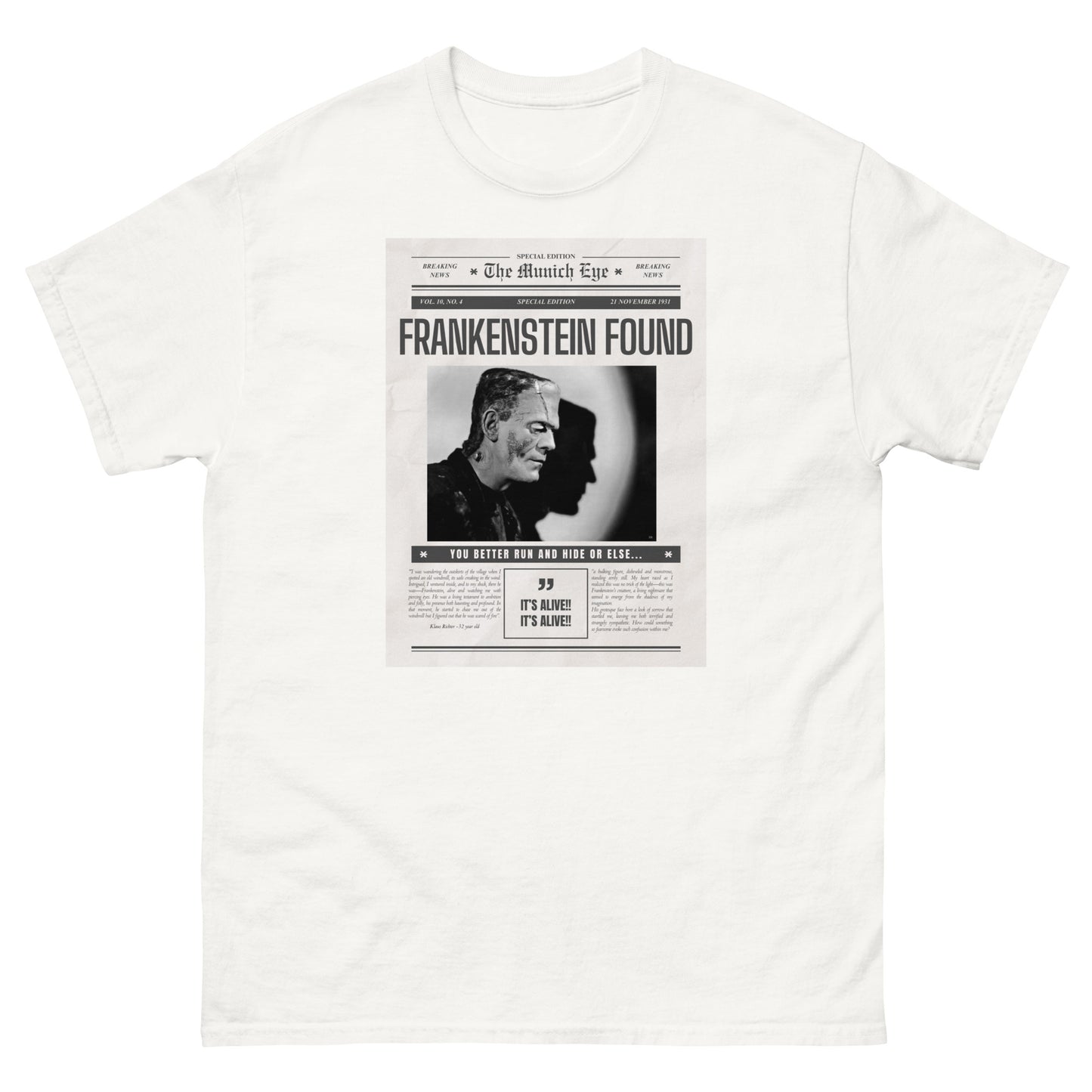 Frankenstein Newspaper tee